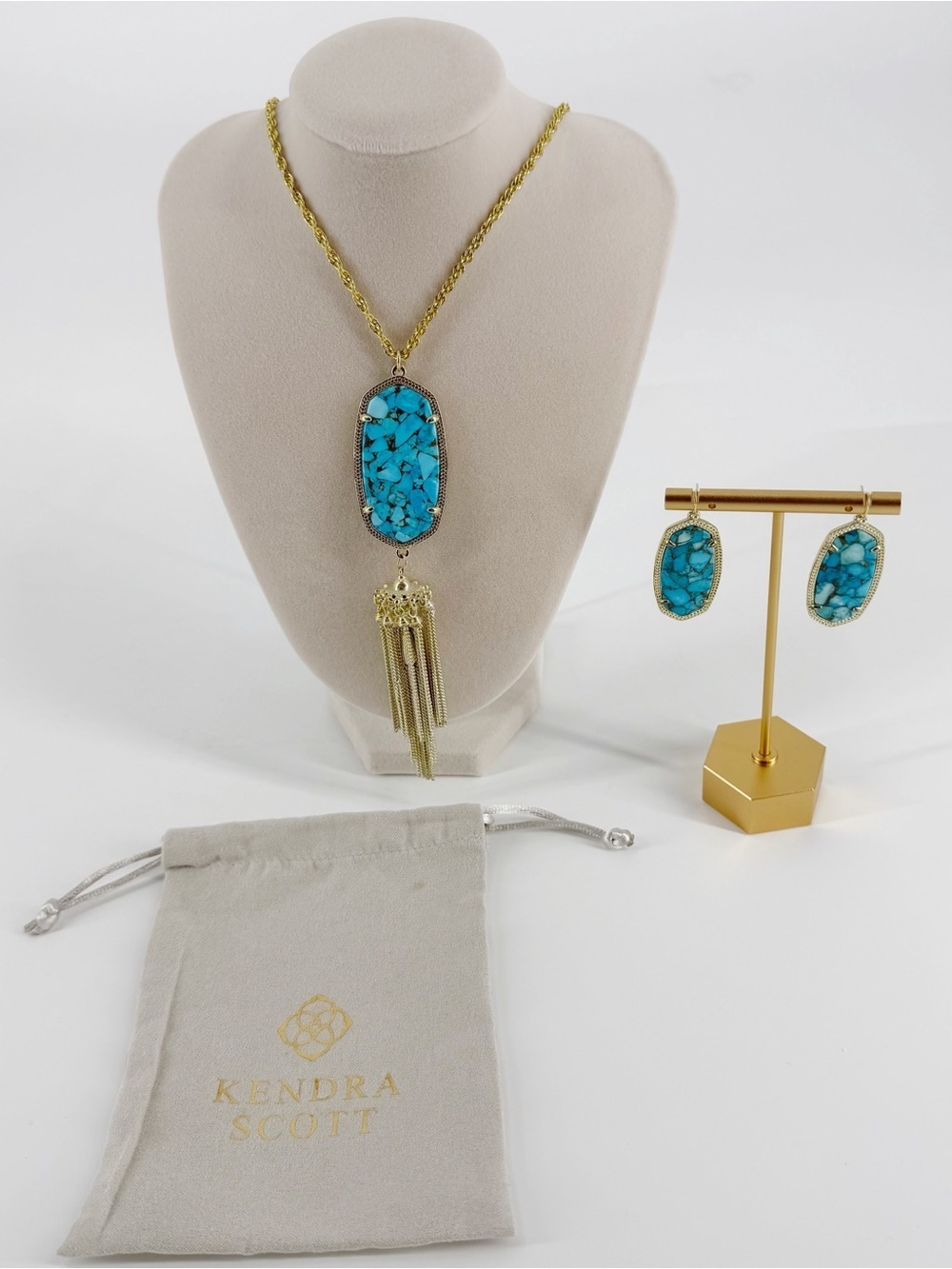 Limited Edition Kendra Scott Veined Turquoise Necklace & Earrings